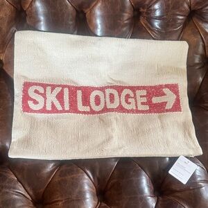 Pottery Barn Cream and Red Ski Lodge Accent Pillow